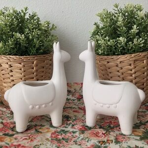 Ceramic Llama Vase Planters 2pc. Set
